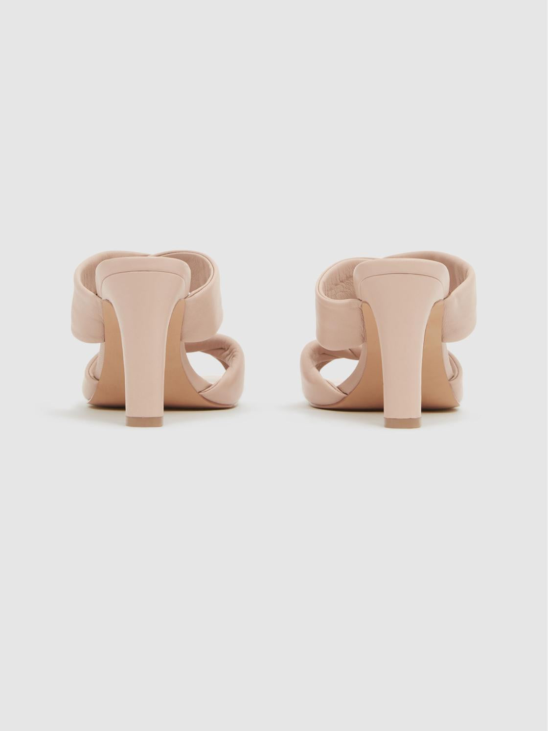 Reiss Heels | Eliza Block Heel Leather Sandals Nude - Women