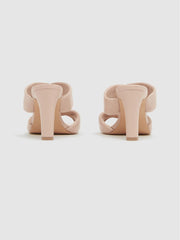 Reiss Heels | Eliza Block Heel Leather Sandals Nude - Women