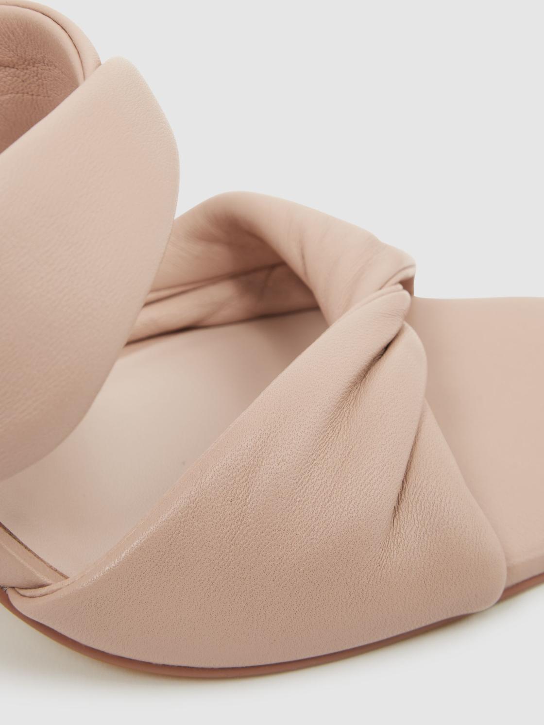 Reiss Heels | Eliza Block Heel Leather Sandals Nude - Women