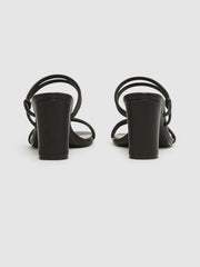 Reiss Heels | Emmy Leather Strappy Block Heels Almond - Women