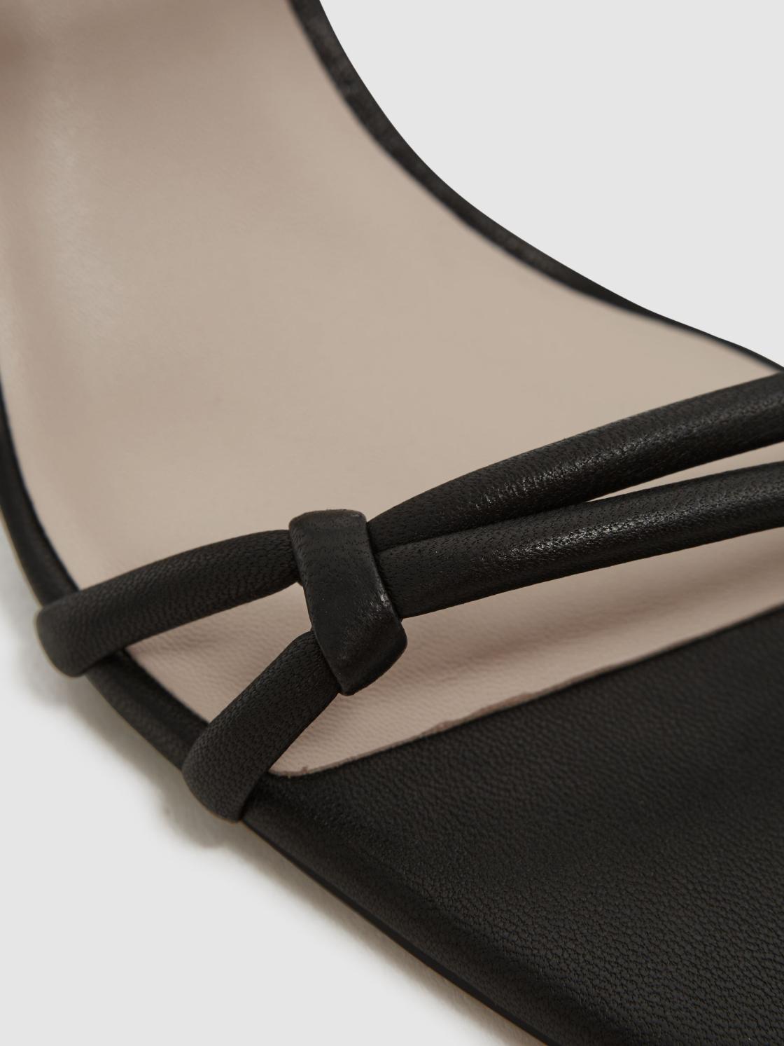 Reiss Heels | Emmy Leather Strappy Block Heels Almond - Women