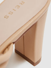 Reiss Heels | Emmy Leather Strappy Block Heels Almond - Women