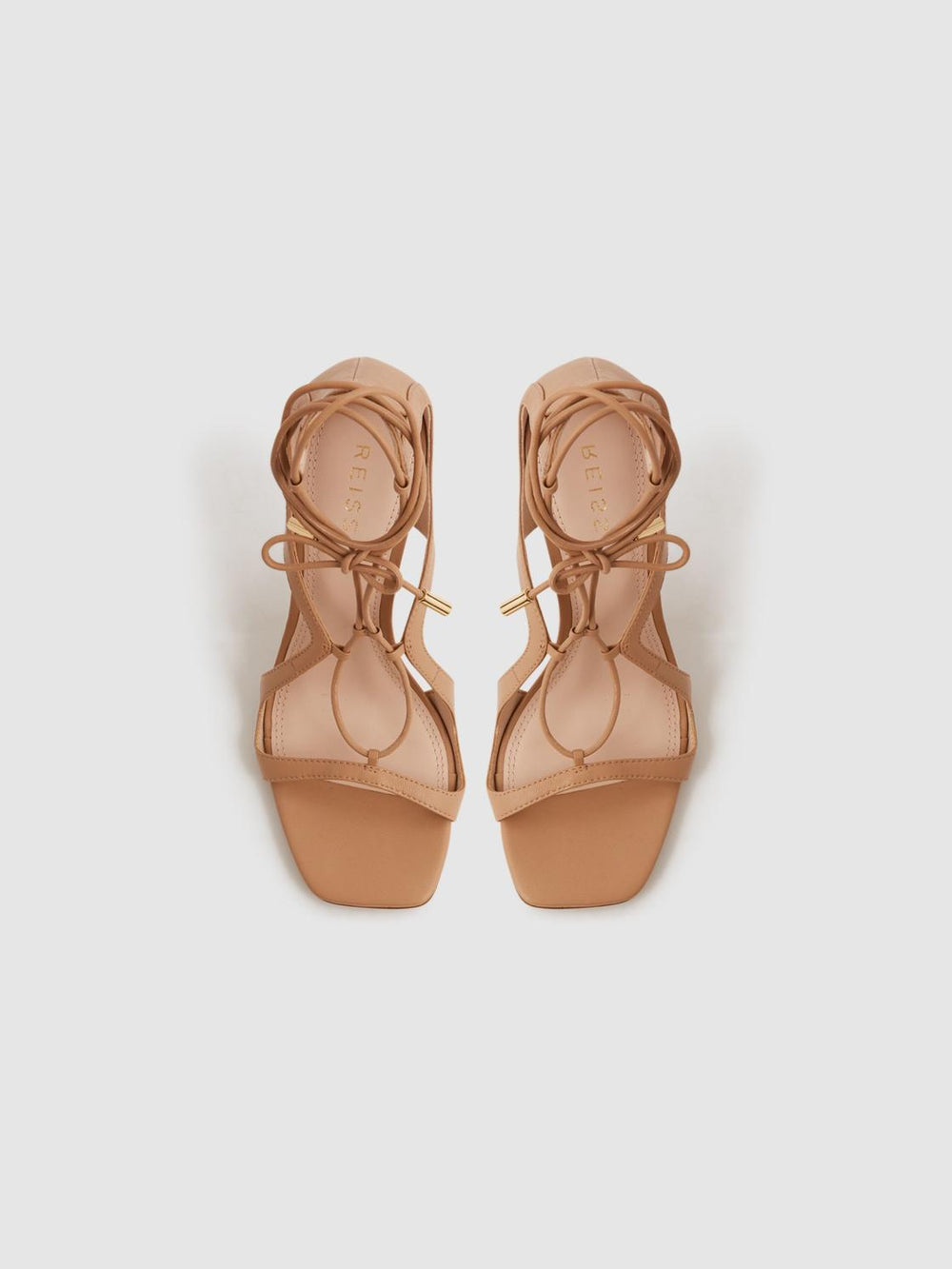 Reiss Heels | Kate Leather Strappy High Heel Sandals Biscuit - Women