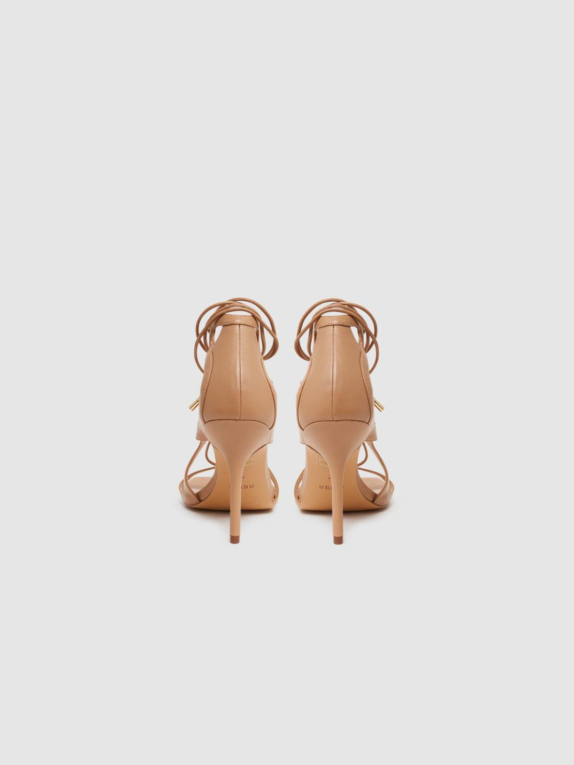 Reiss Heels | Kate Leather Strappy High Heel Sandals Biscuit - Women