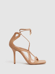 Reiss Heels | Kate Leather Strappy High Heel Sandals Biscuit - Women