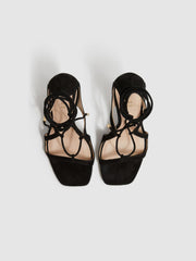 Reiss Heels | Kate Leather Strappy High Heel Sandals Black - Women