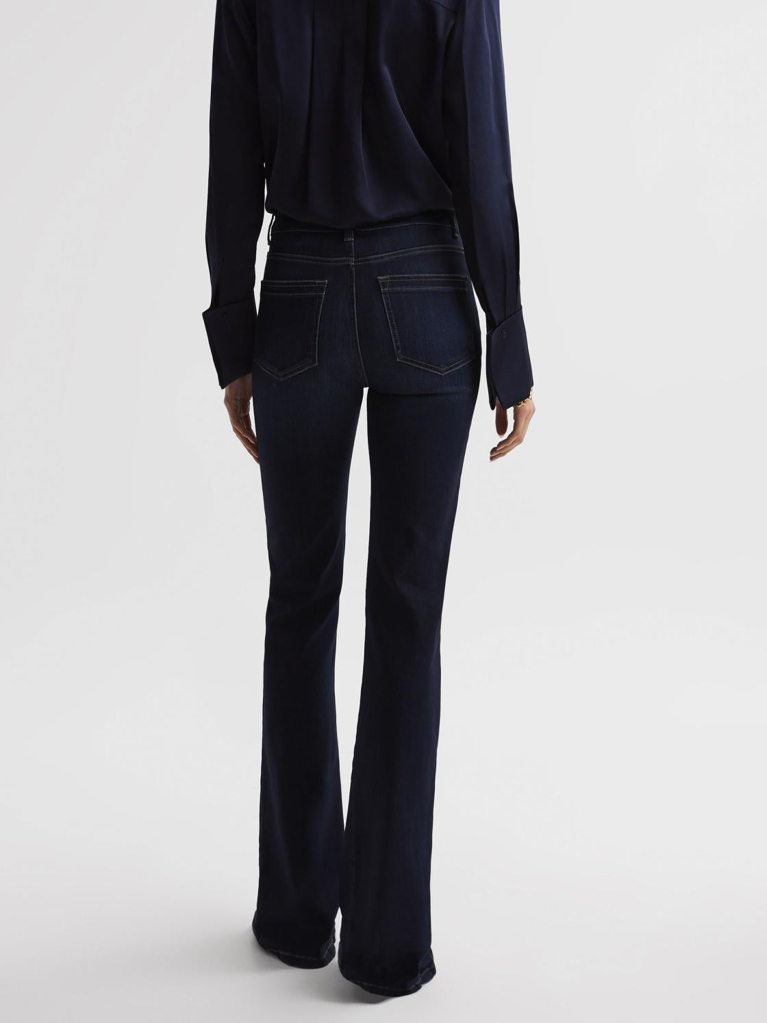 Reiss Jeans | Beau High Rise Skinny Flared Jeans Dark Indigo - Women
