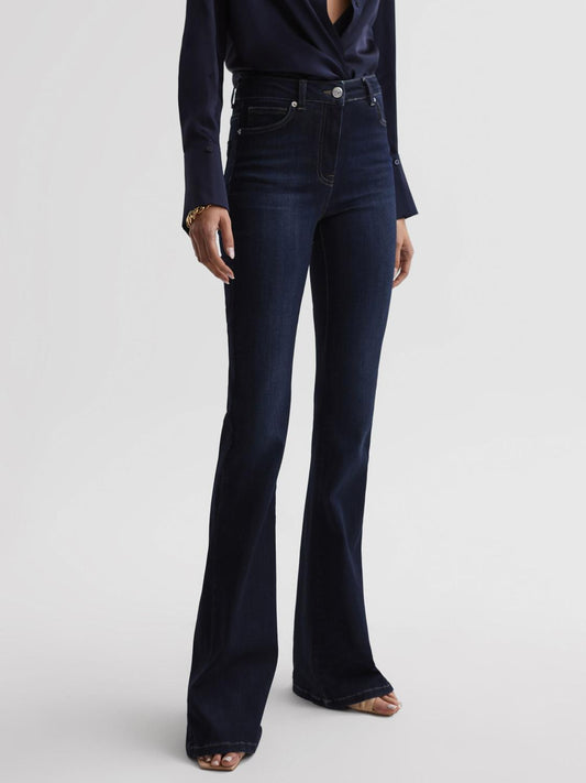 Reiss Jeans | Beau High Rise Skinny Flared Jeans Dark Indigo - Women
