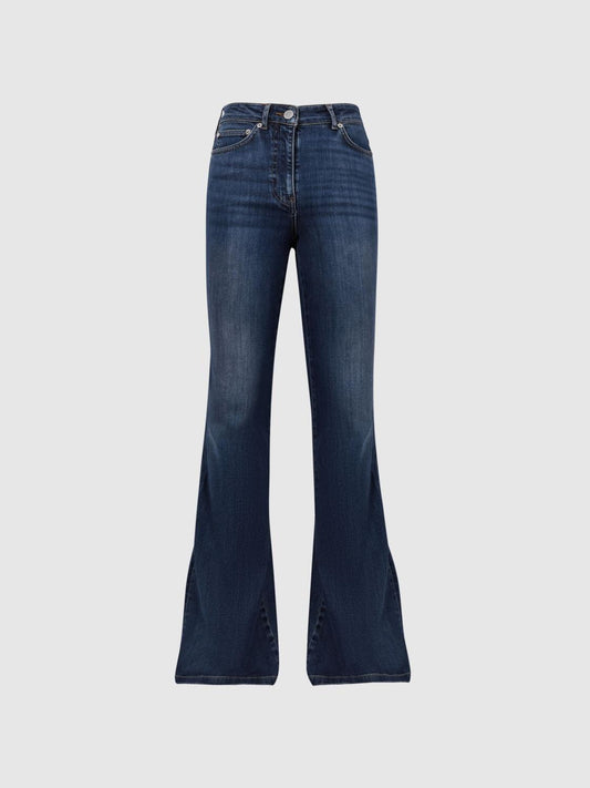 Reiss Jeans | Beau High Rise Skinny Flared Jeans Mid Blue - Women