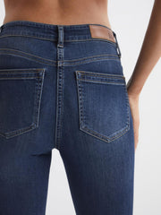 Reiss Jeans | Beau High Rise Skinny Flared Jeans Mid Blue - Women