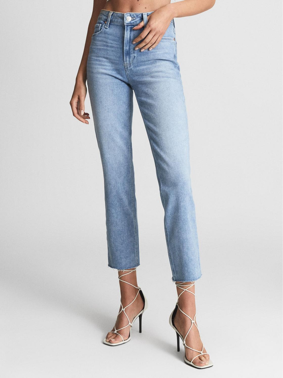 Reiss Jeans | Cindy Paige Cindy Straight Leg Raw Hem Jeans Pale Blue - Women