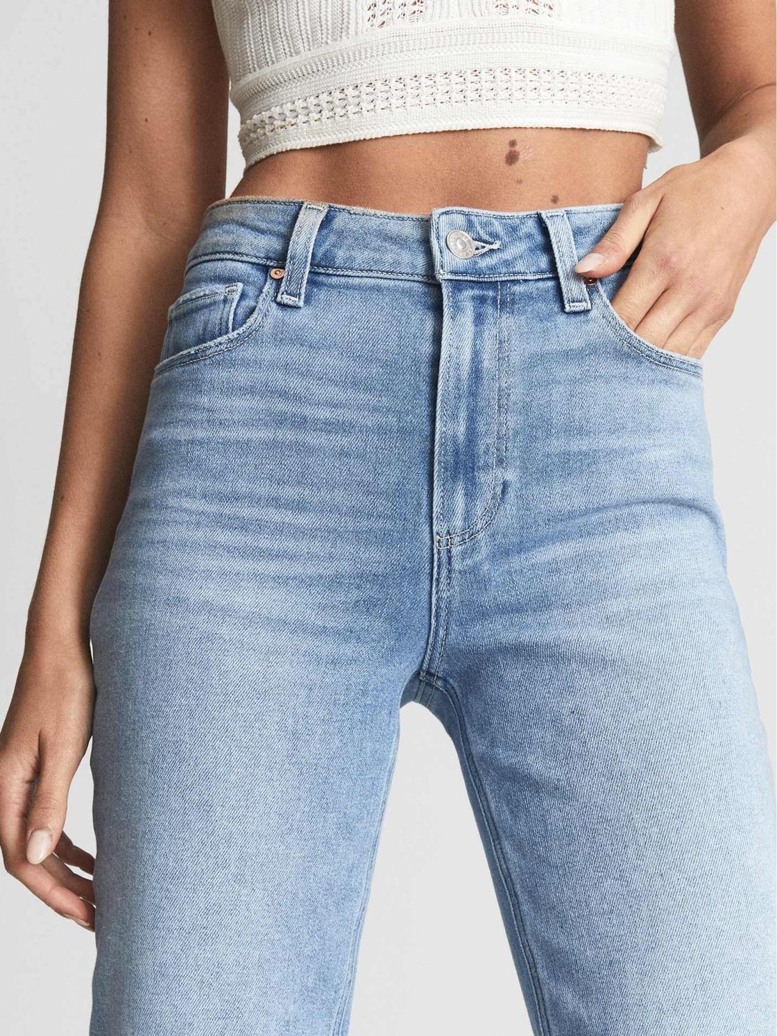 Reiss Jeans | Cindy Paige Cindy Straight Leg Raw Hem Jeans Pale Blue - Women