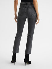 Reiss Jeans | Cindy Paige Cindy Straight Leg Raw Hem Jeans Washed Black - Women