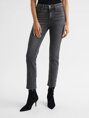 Reiss Jeans | Cindy Paige Cindy Straight Leg Raw Hem Jeans Washed Black - Women