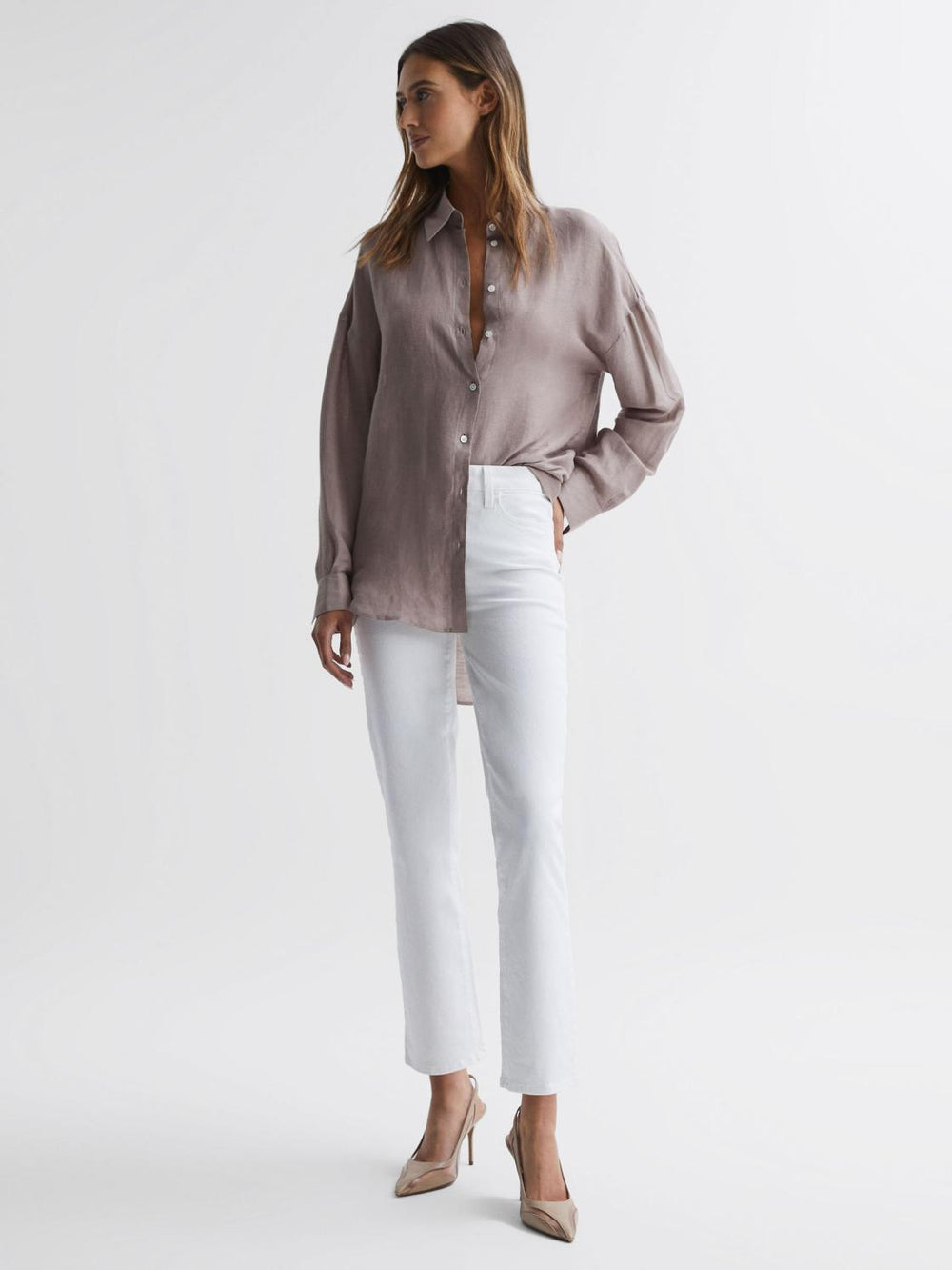 Reiss Jeans | Cindy Paige Straight Leg High Rise Jeans Crisp White - Women