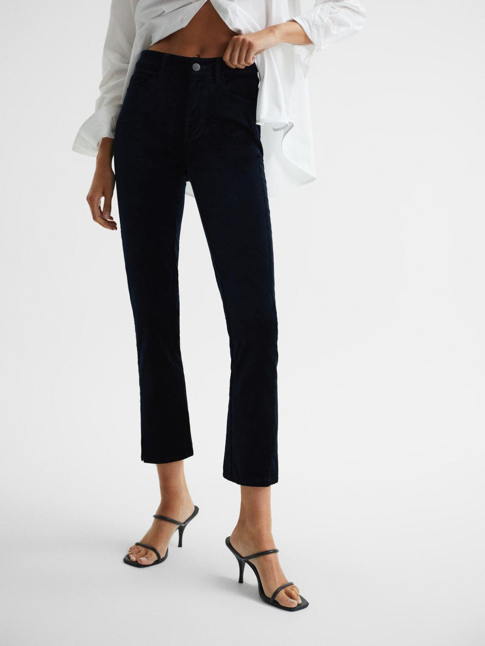 Reiss Jeans | Cindy Twisted Seam Velvet Jeans Dark Navy - Women