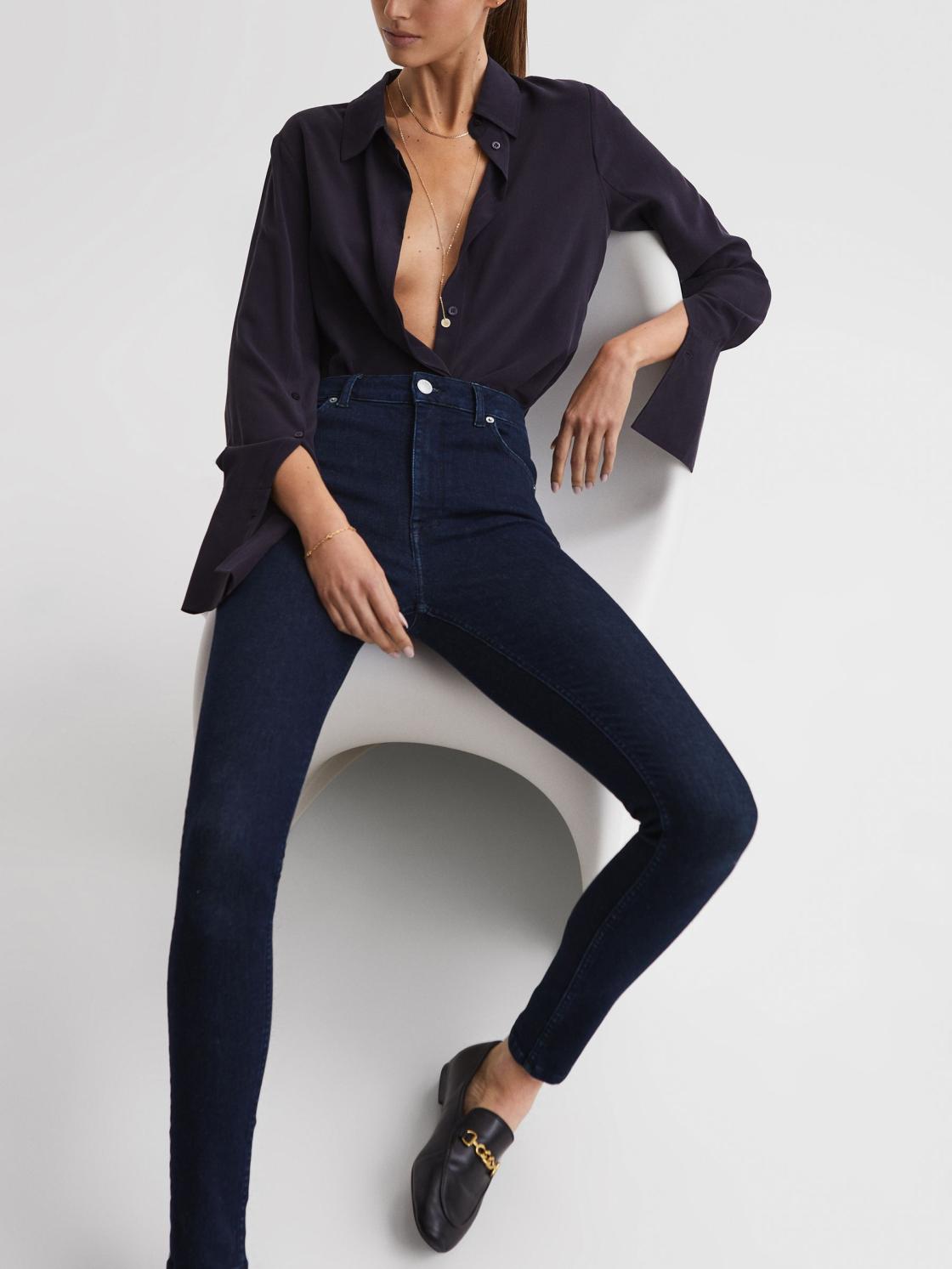 Reiss Jeans | Garcia Contour High Rise Skinny Jeans Dark Blue - Women