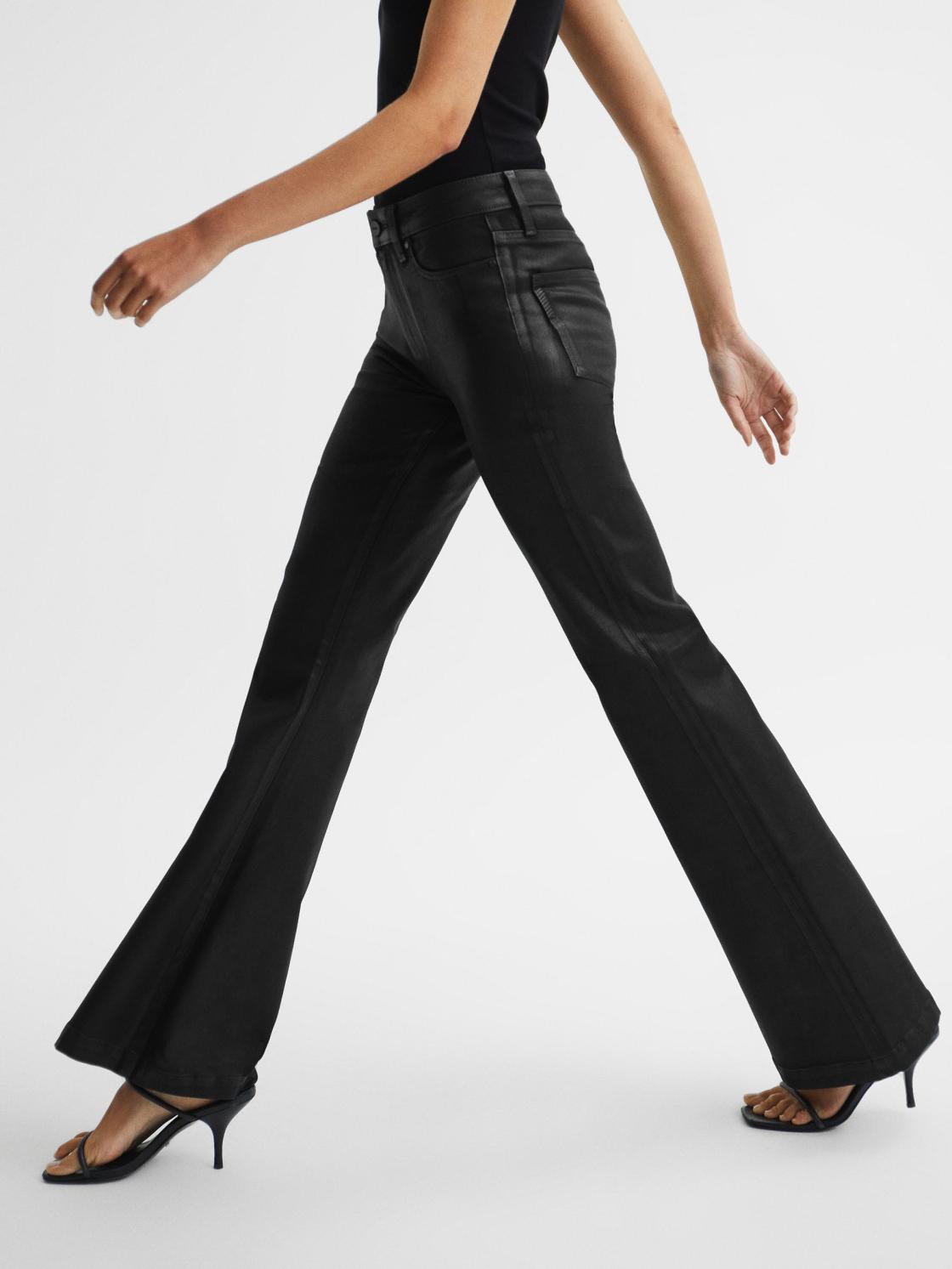 Reiss Jeans | Genevieve Paige Flared Coated Jeans Black - Women