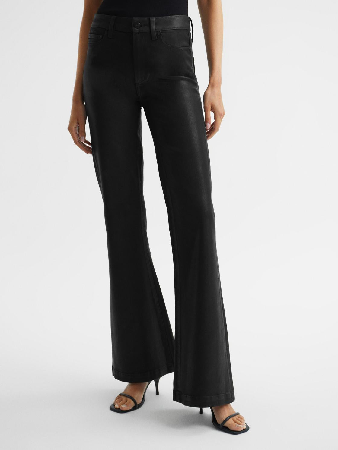 Reiss Jeans | Genevieve Paige Flared Coated Jeans Black - Women