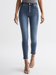 Reiss Jeans | Good American Exposed Button Skinny Jeans Indigo - Women