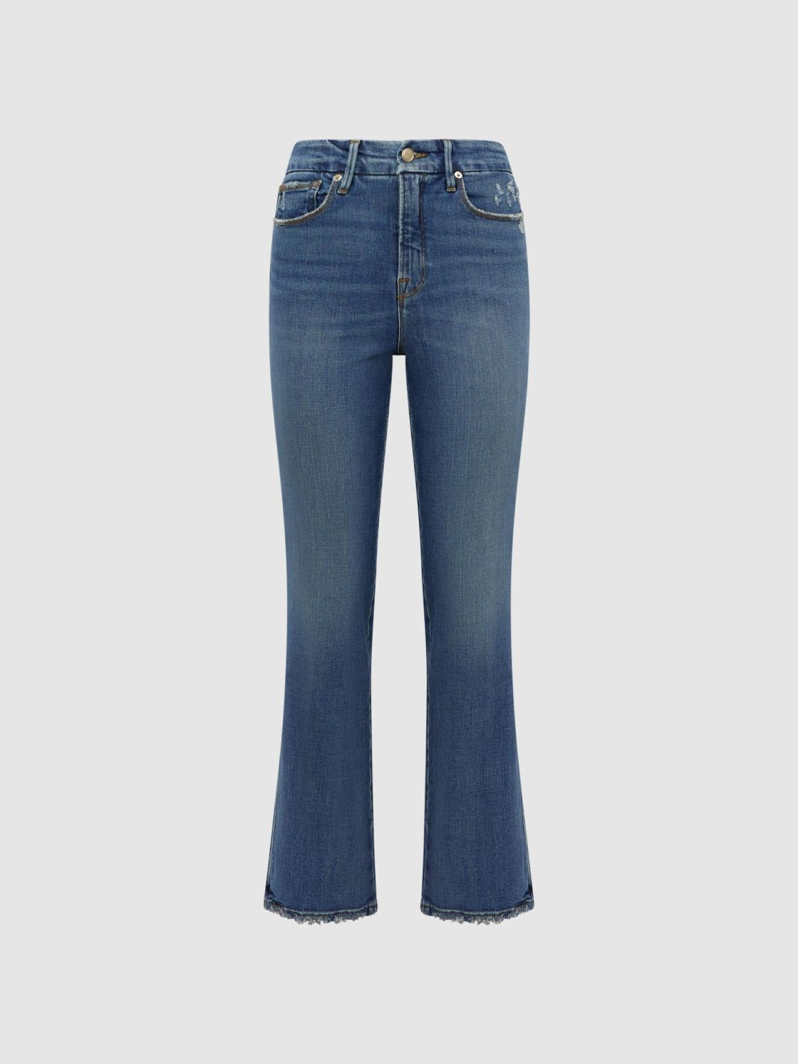 Reiss Jeans | Good American Good American Distressed Straight Leg Jeans Mid Blue - Women