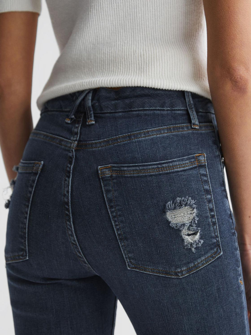 Reiss Jeans | Good American Good American Released Hem Skinny Jeans Dark Blue - Women