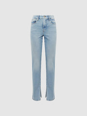 Reiss Jeans | Good American High Rise Inseam Split Jeans Mid Blue - Women