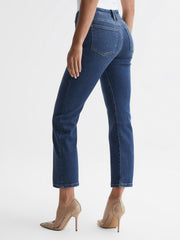 Reiss Jeans | Good American Mini Good Legs Crop Bootleg Jeans Dark Blue - Women