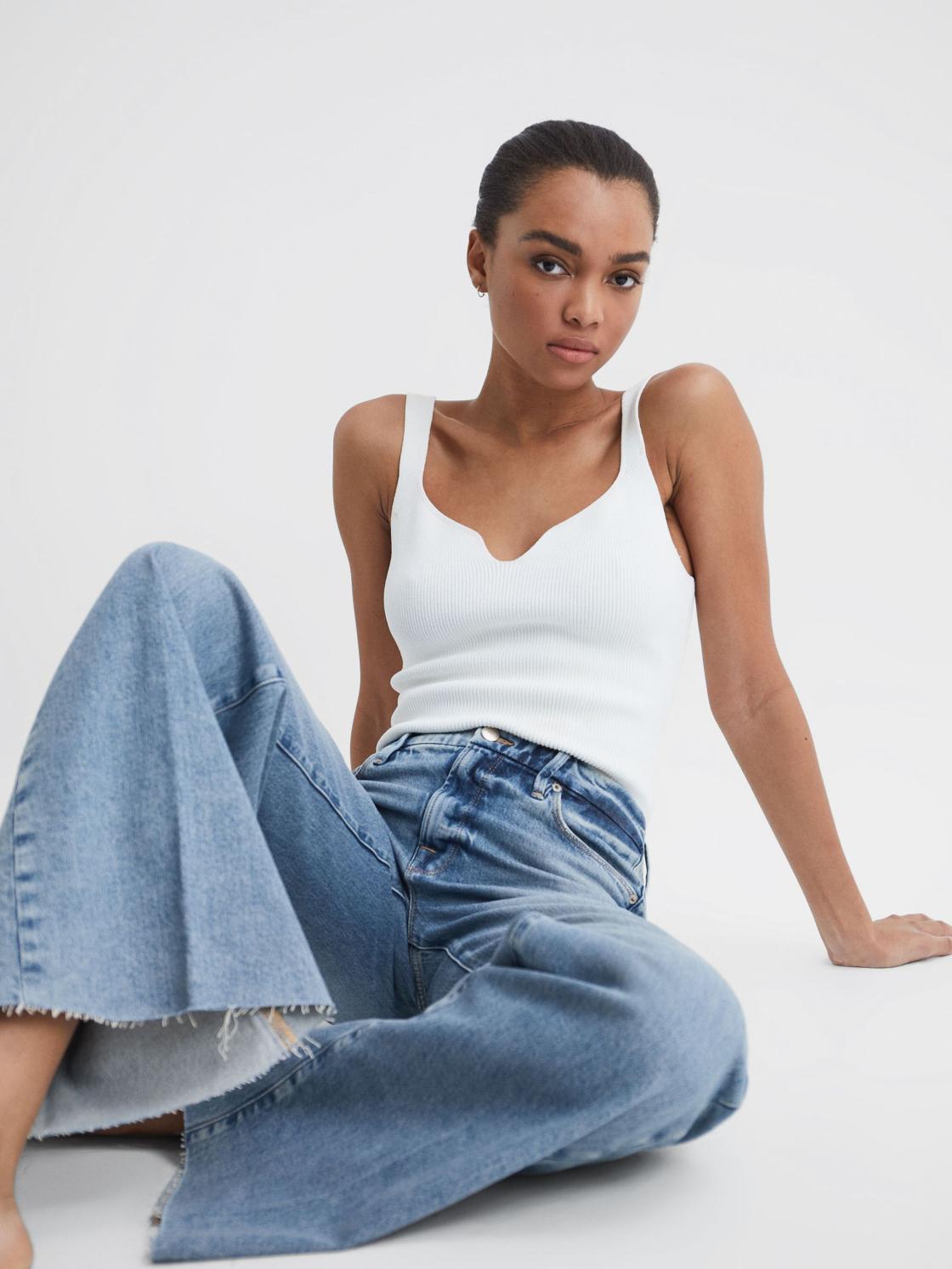 Reiss Jeans | Good American Palazzo Jeans Mid Blue - Women