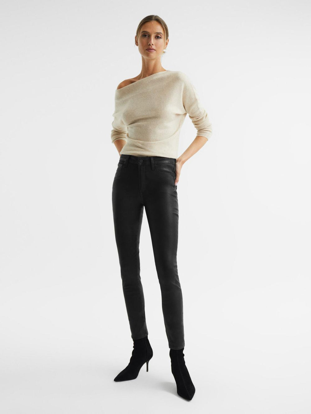 Reiss Jeans | Hoxton PAIGE Coated Skinny Jeans Black - Women