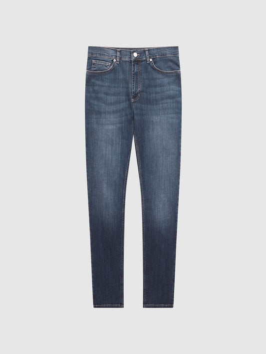 Reiss Jeans | James Jersey Slim Fit Washed Jeans Washed Indigo - Men