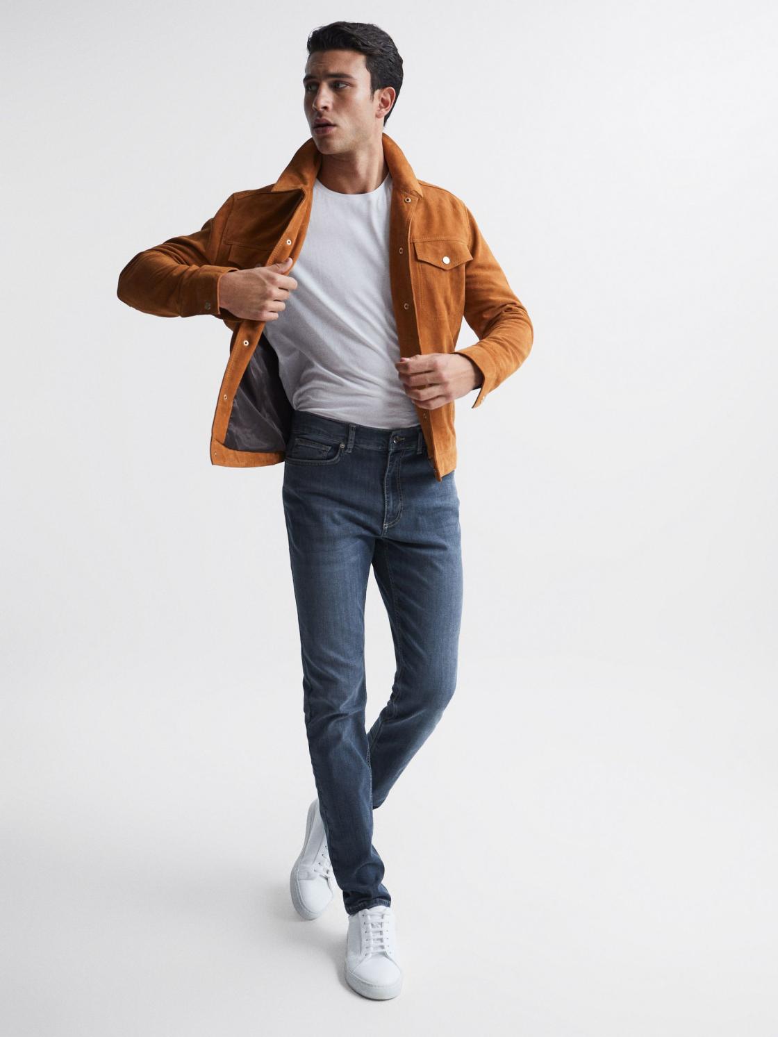 Reiss Jeans | James Jersey Slim Fit Washed Jeans Washed Indigo - Men