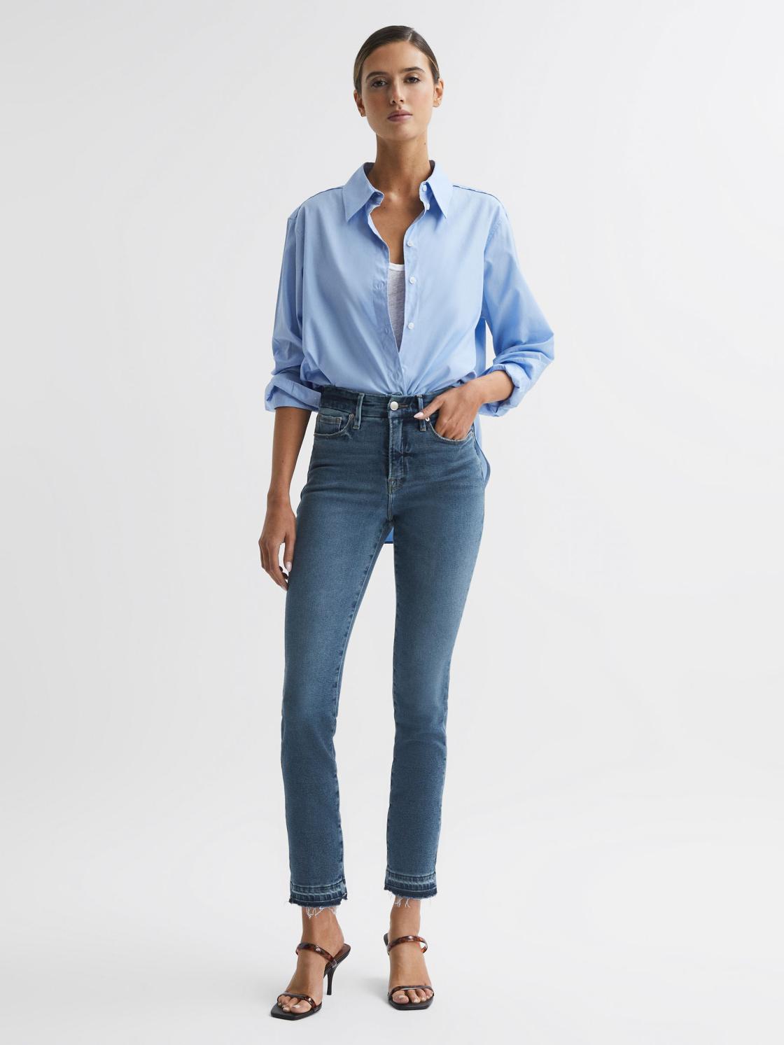 Reiss Jeans | Laurel Paige High Rise Flared Jeans Bellflower Distress - Women