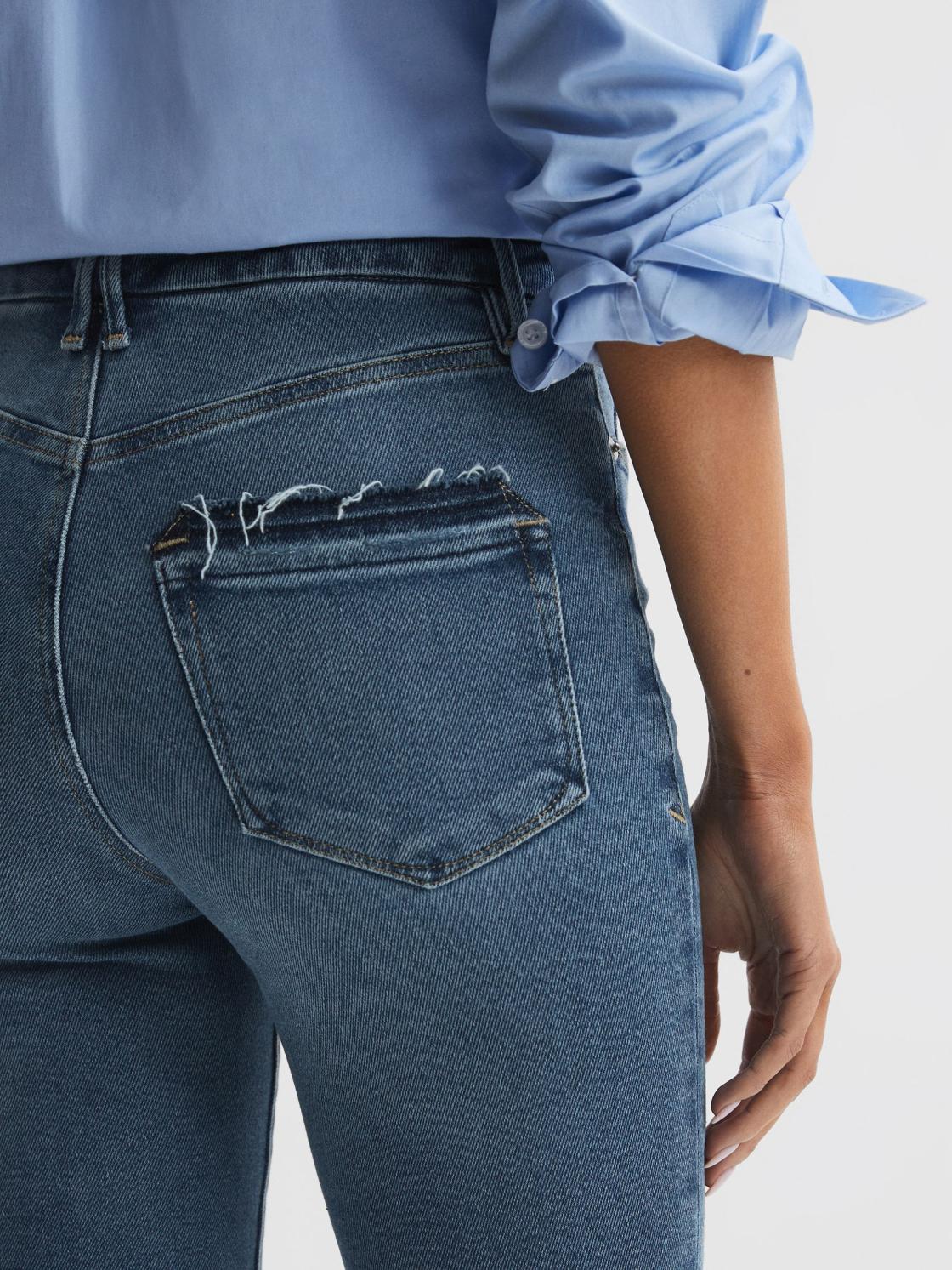 Reiss Jeans | Laurel Paige High Rise Flared Jeans Bellflower Distress - Women