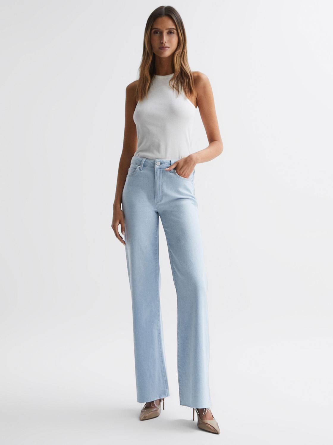 Reiss Jeans | Leenah Paige Metallic High Rise Flared Jeans Indigo Glitz - Women