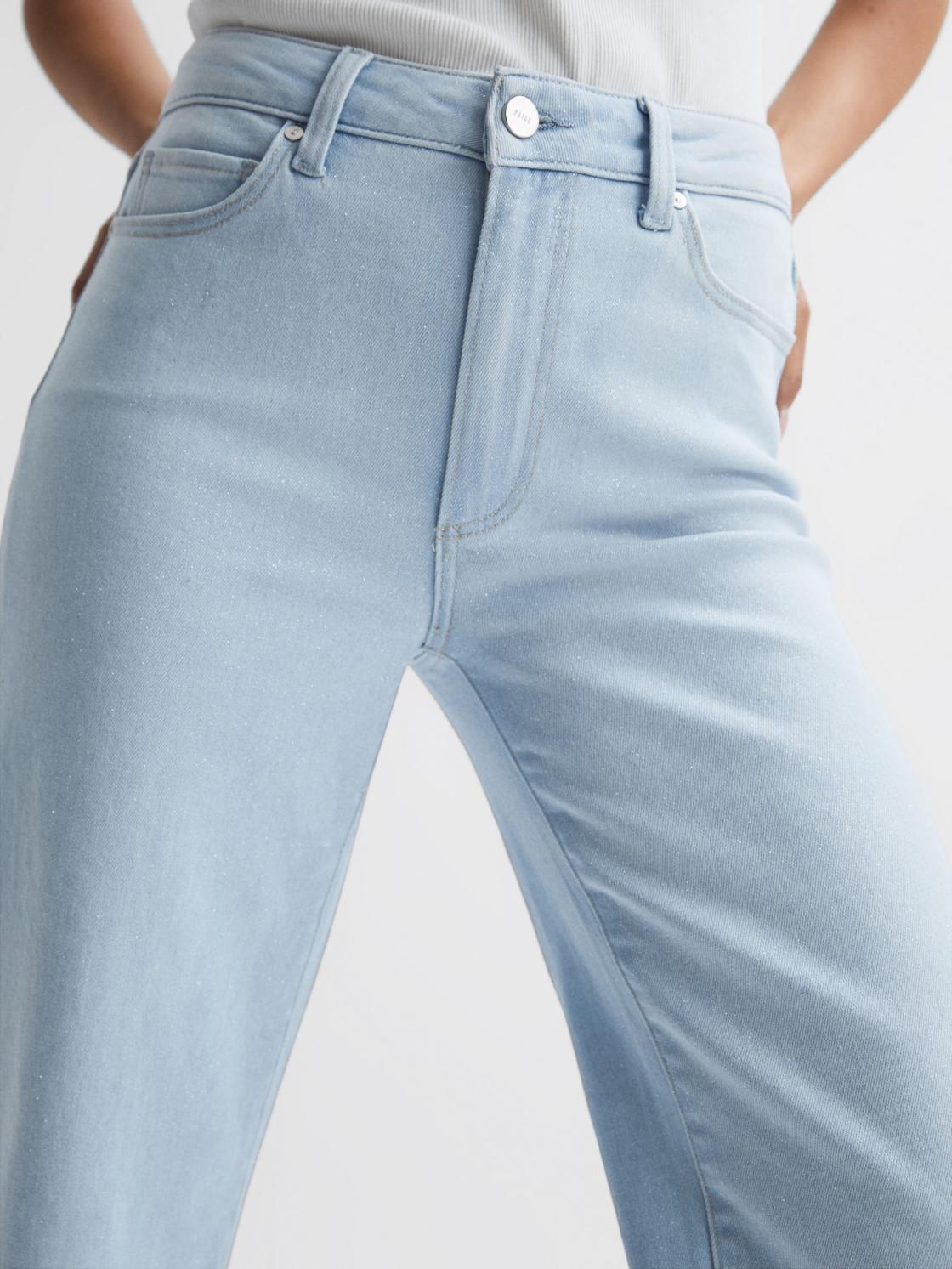 Reiss Jeans | Leenah Paige Metallic High Rise Flared Jeans Indigo Glitz - Women