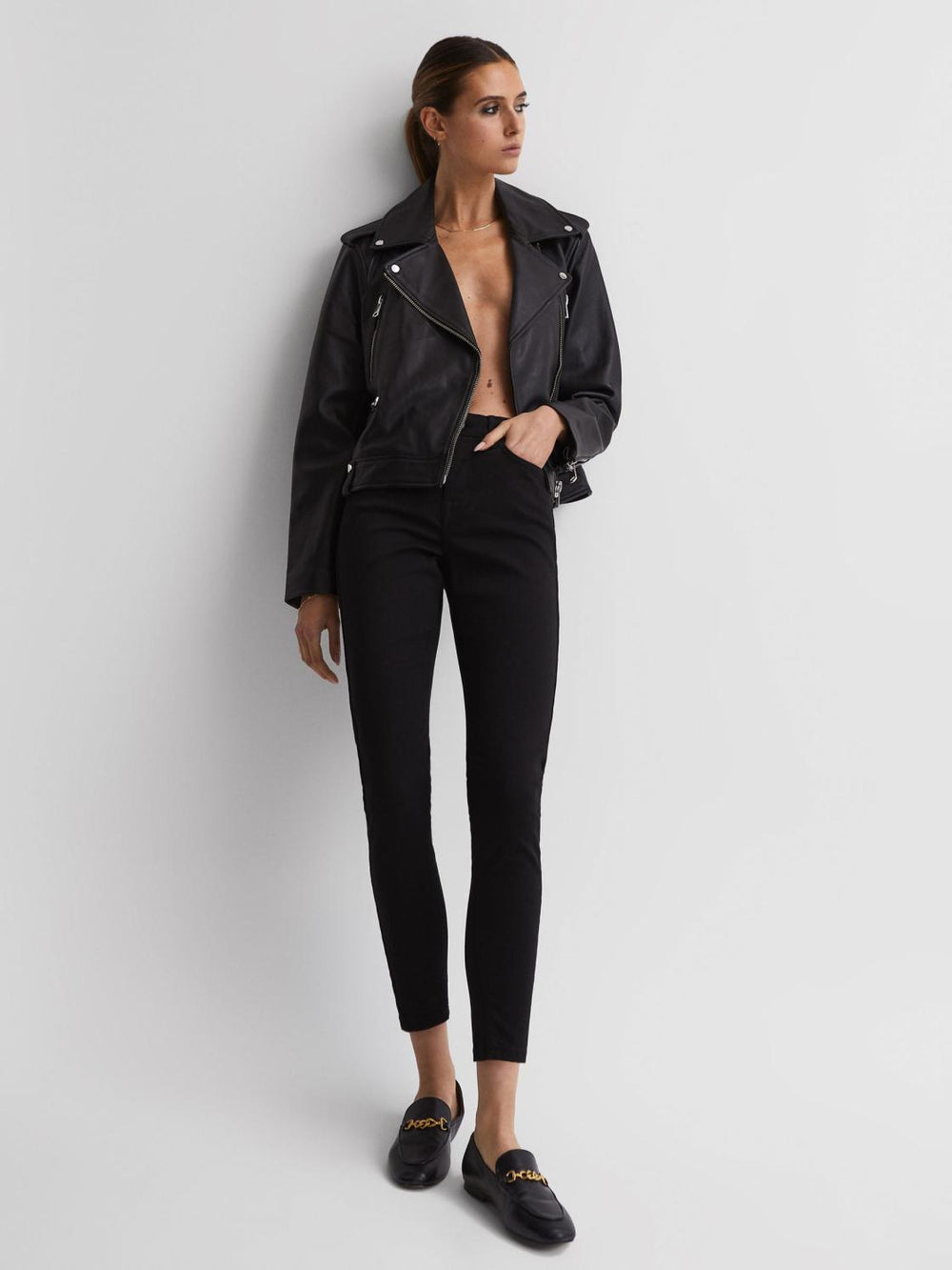 Reiss Jeans | Lux Mid Rise Skinny Jeans Black - Women