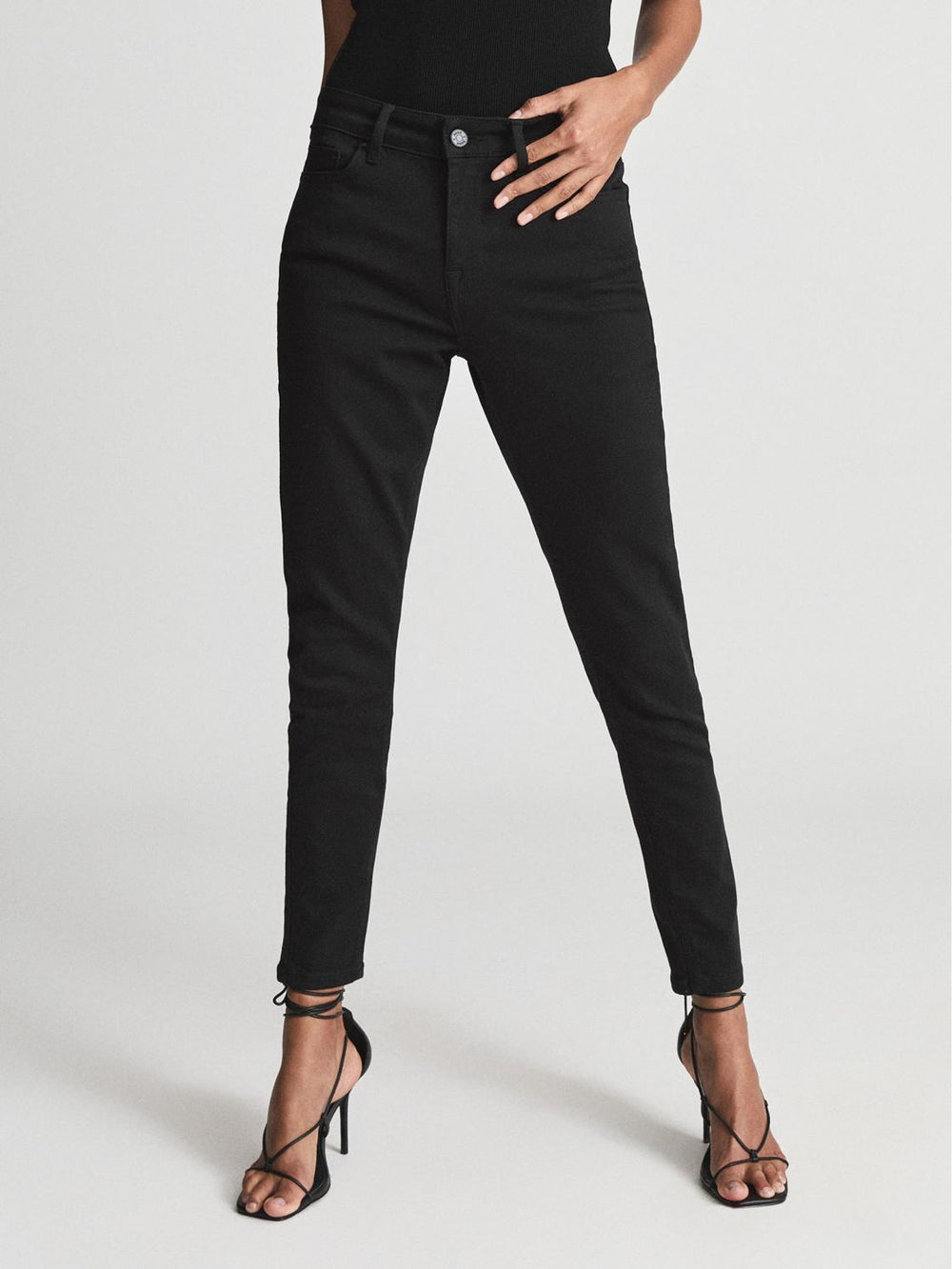 Reiss Jeans | Lux Mid Rise Skinny Jeans Black - Women