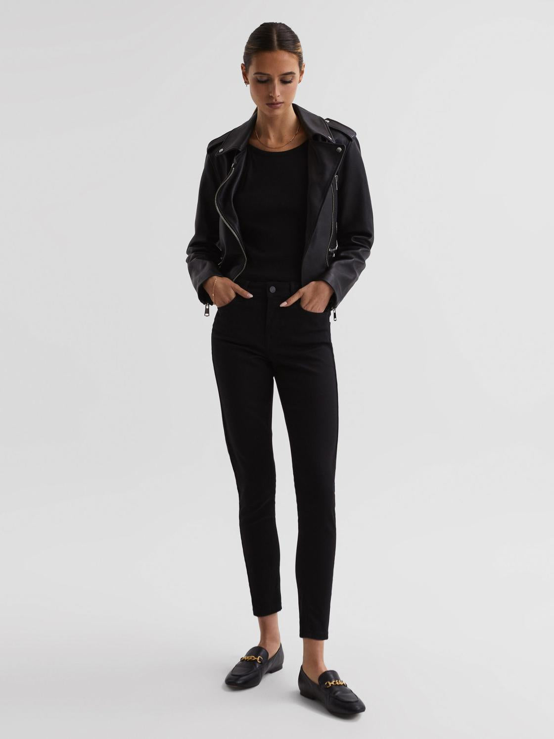 Reiss Jeans | Lux Mid Rise Skinny Jeans Black - Women