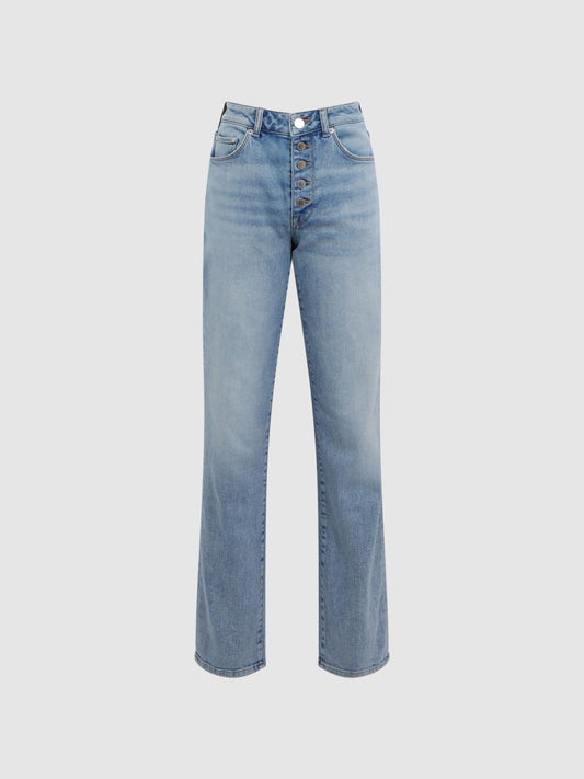 Reiss Jeans | Maisie Cropped Mid Rise Straight Leg Jeans Light Blue - Women