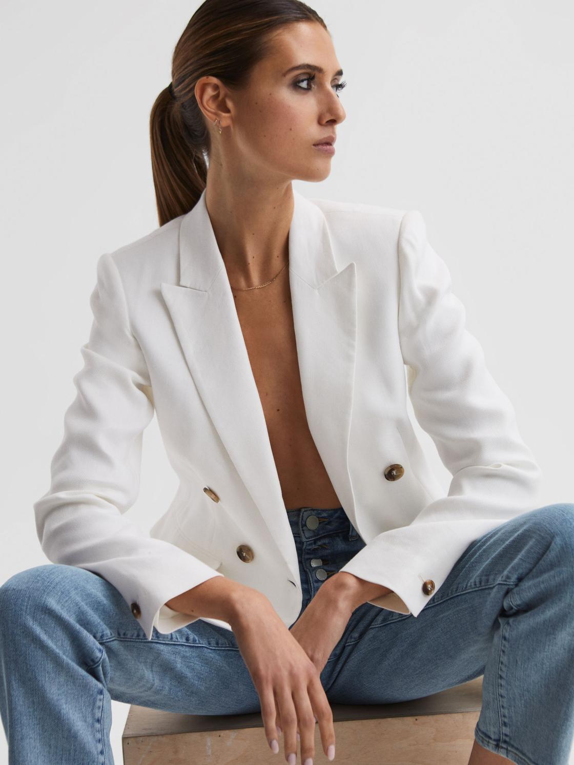 Reiss Jeans | Maisie Cropped Mid Rise Straight Leg Jeans Light Blue - Women