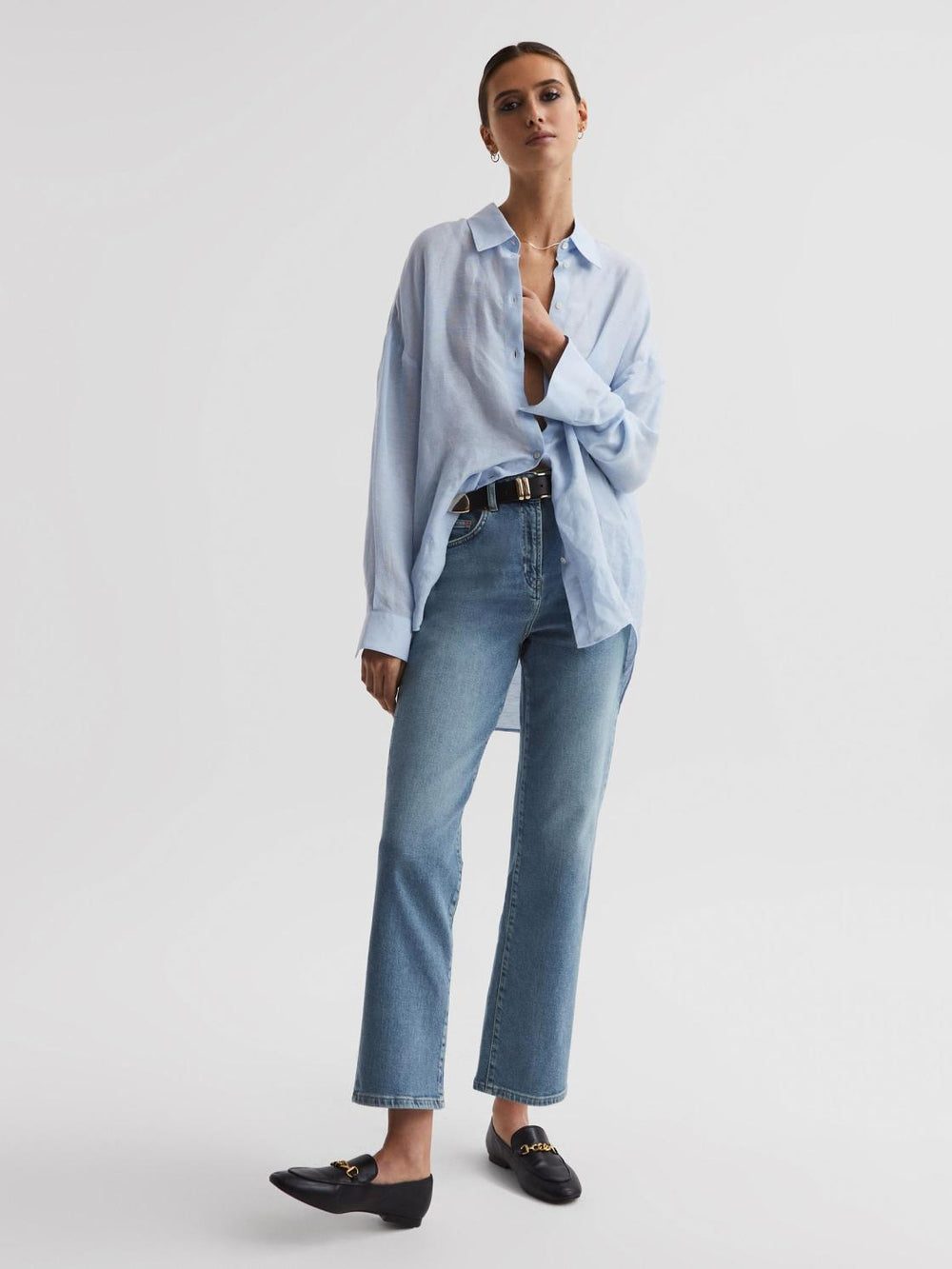 Reiss Jeans | Phillipa Straight Leg Boyfriend Jeans Light Blue - Women