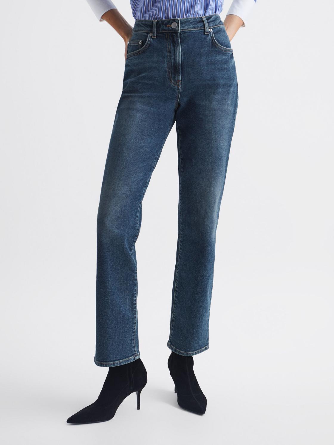 Reiss Jeans | Phillipa Straight Leg Boyfriend Jeans Mid Blue - Women