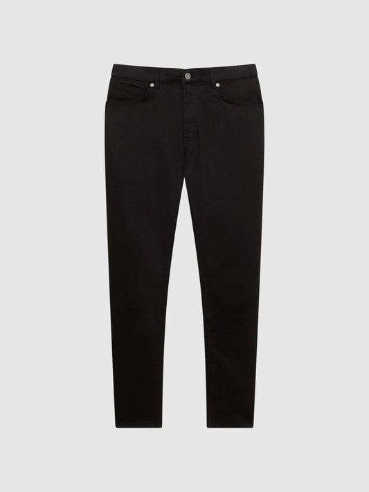 Reiss Jeans | Rufus Tapered Slim Fit Jersey Stretch Jeans Black - Men