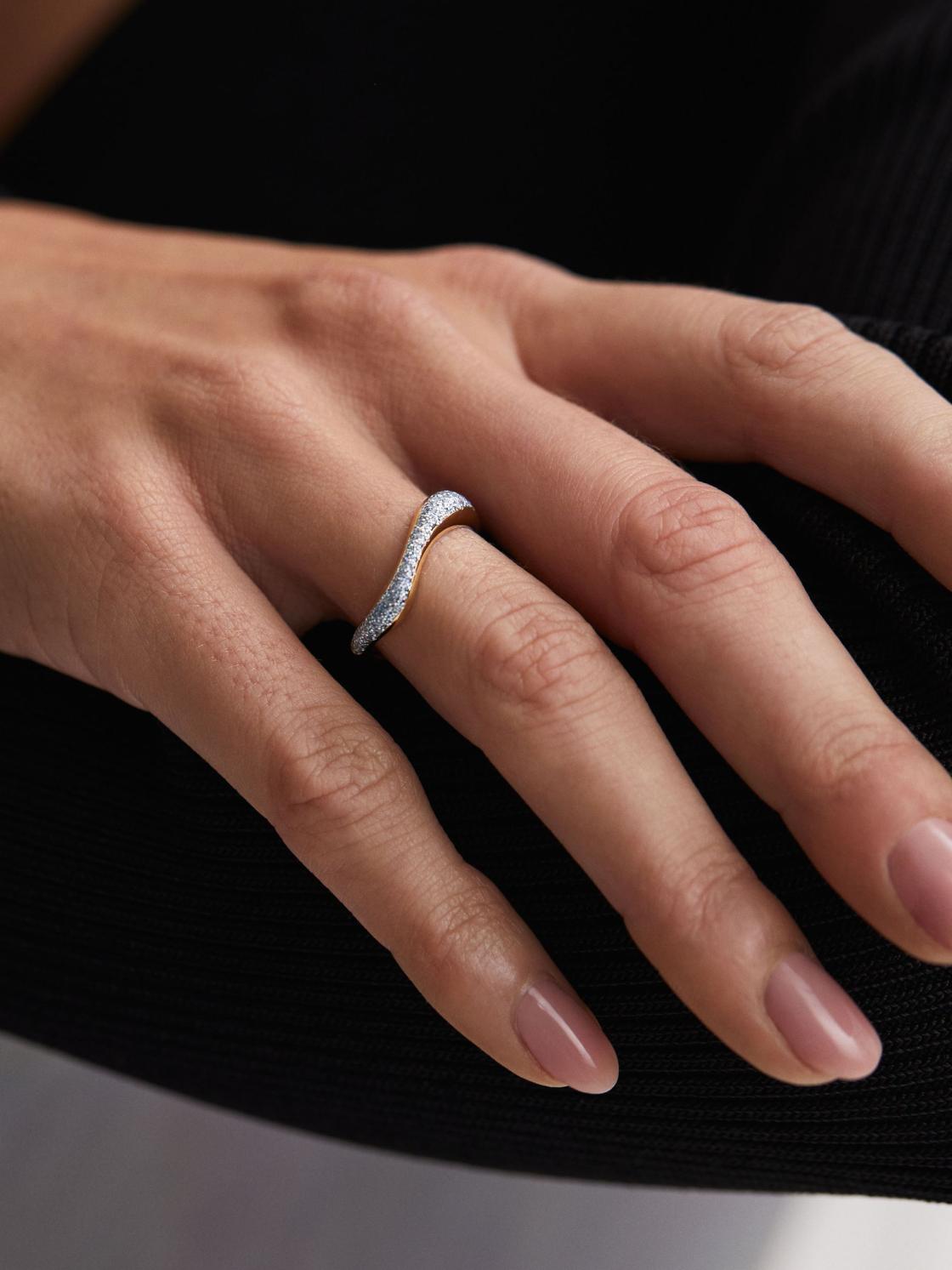 Reiss Jewellery | Aura Maria Black Glitter Ring Gold - Women