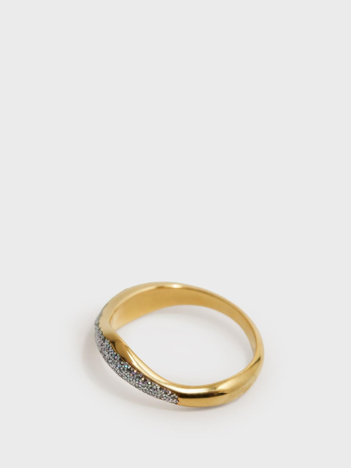 Reiss Jewellery | Aura Maria Black Glitter Ring Gold - Women