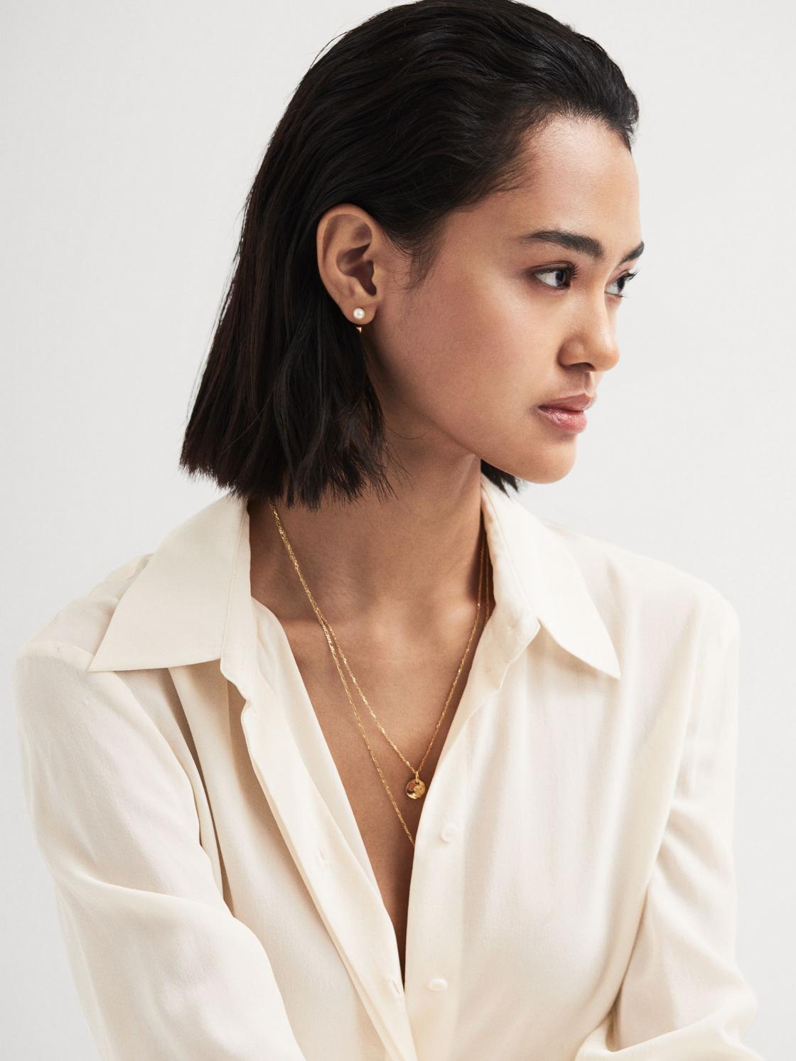 Reiss Jewellery | Frida Maria Black Pearl Earring Gold - Women