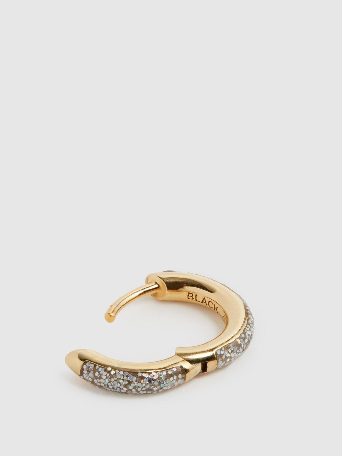 Reiss Jewellery | Kate Maria Black Glitter Huggie Earring Gold - Women