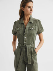 Reiss Jumpsuits | Brooklyn Paige Belted Jumpsuit Vintage Ivy Green - Women