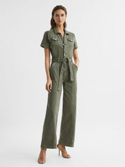 Reiss Jumpsuits | Brooklyn Paige Belted Jumpsuit Vintage Ivy Green - Women